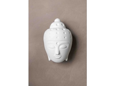 Contemporary Buddha head sculpture - painted in white automotive paint, 2020