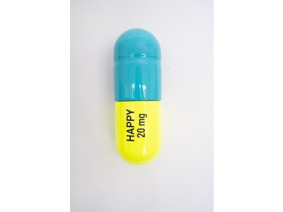 Are you happy now? (Aqua blue and yellow capsule)